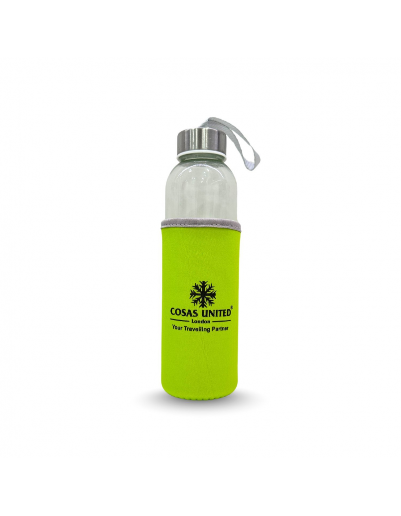 Glass Bottle with Pouch (500ml) Green
