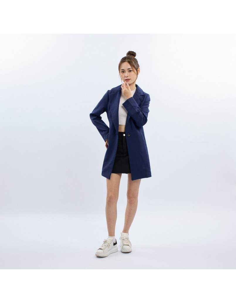 Korean Trench Coat Dark Blue