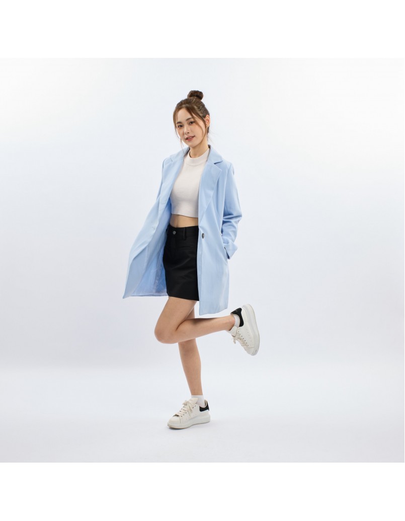 Korean Trench Coat Light Blue