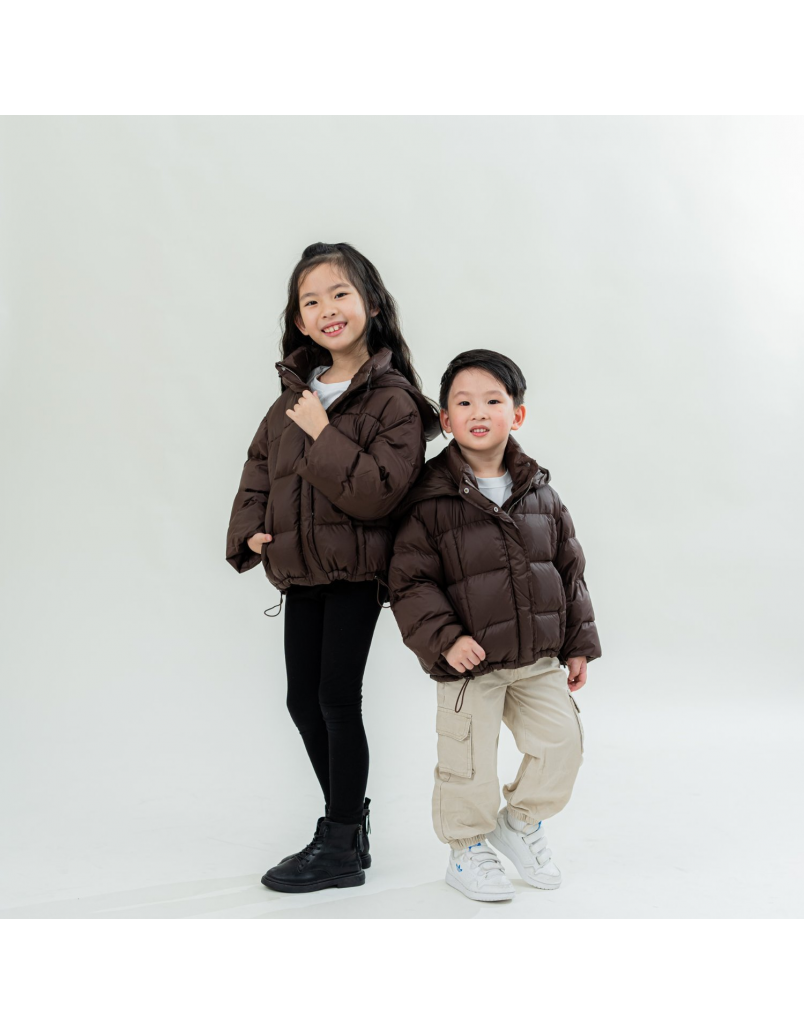 Kids Unisex Winter Down Jacket Brown