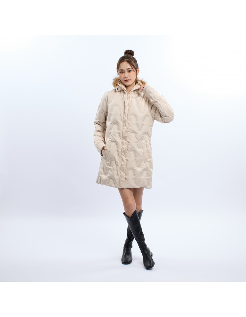 Women Winter Jacket with Furry Hood Khaki