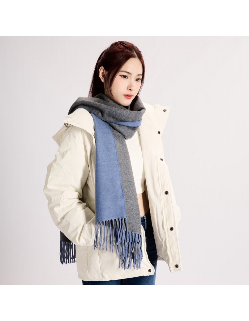 Duo-Colour Winter Scarf Dark Blue/Grey